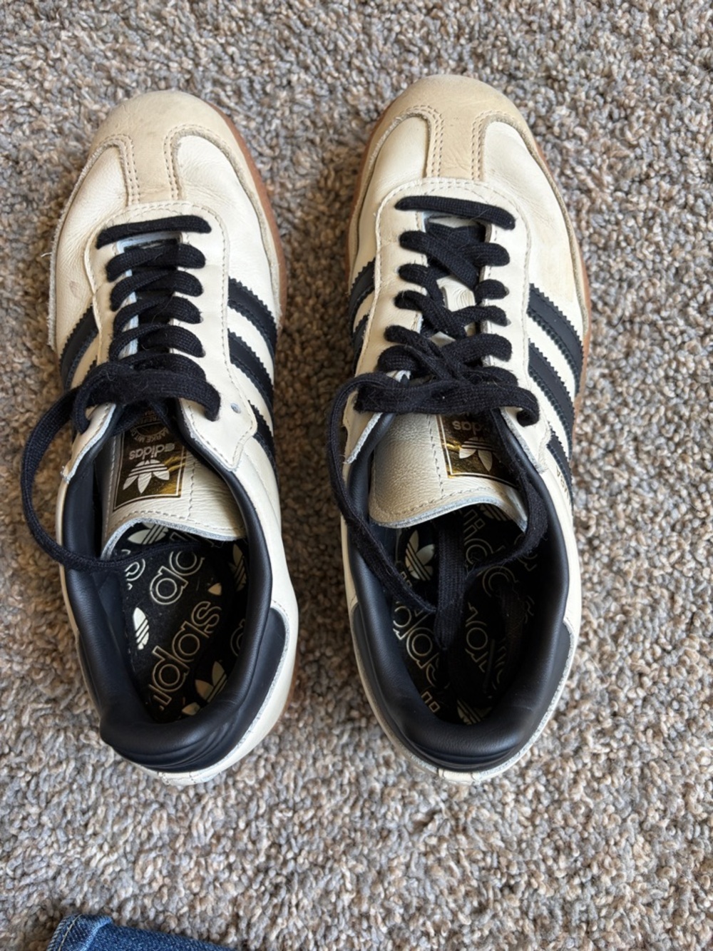 adidas Samba Sneakers in Cream with Black Stripes - Picture 4 of 6
